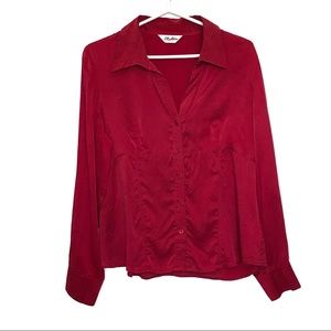 Vintage 100% silk red blouse size large